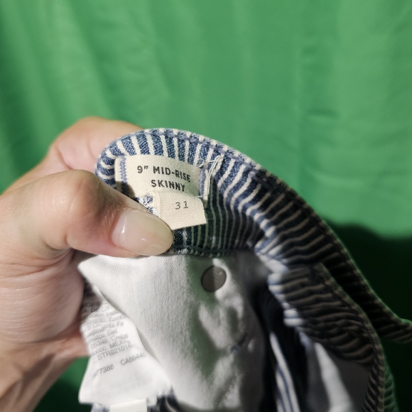 Madewell EUC Jeans Mid-Rise Skinny Striped Blue Jeans Size 31 - Picture 4 of 7